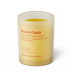 beach chair scented candle in a glass jar
