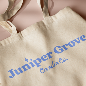canvas tote bag with juniper grove wordmark
