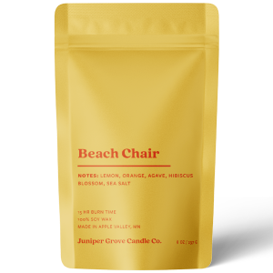 medium pouch of wax melts yellow with orange text